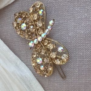 BUTTERFLY RHINESTONE JEWELED HAIRCLIP BARRETTE